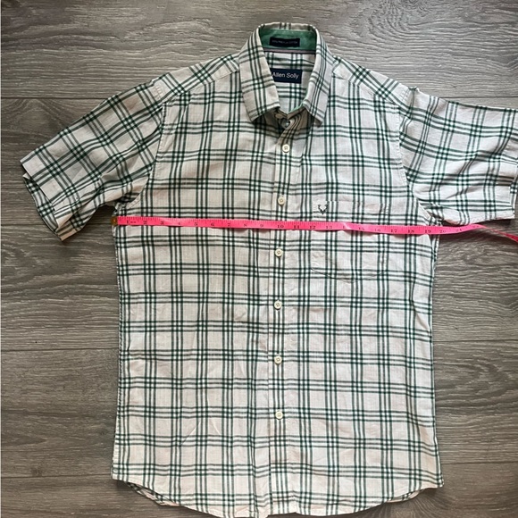 Allen Solly Men’s 100% Cotton Green Cream Plaid Short Sleeve Button Down Size 38 - Picture 8 of 8
